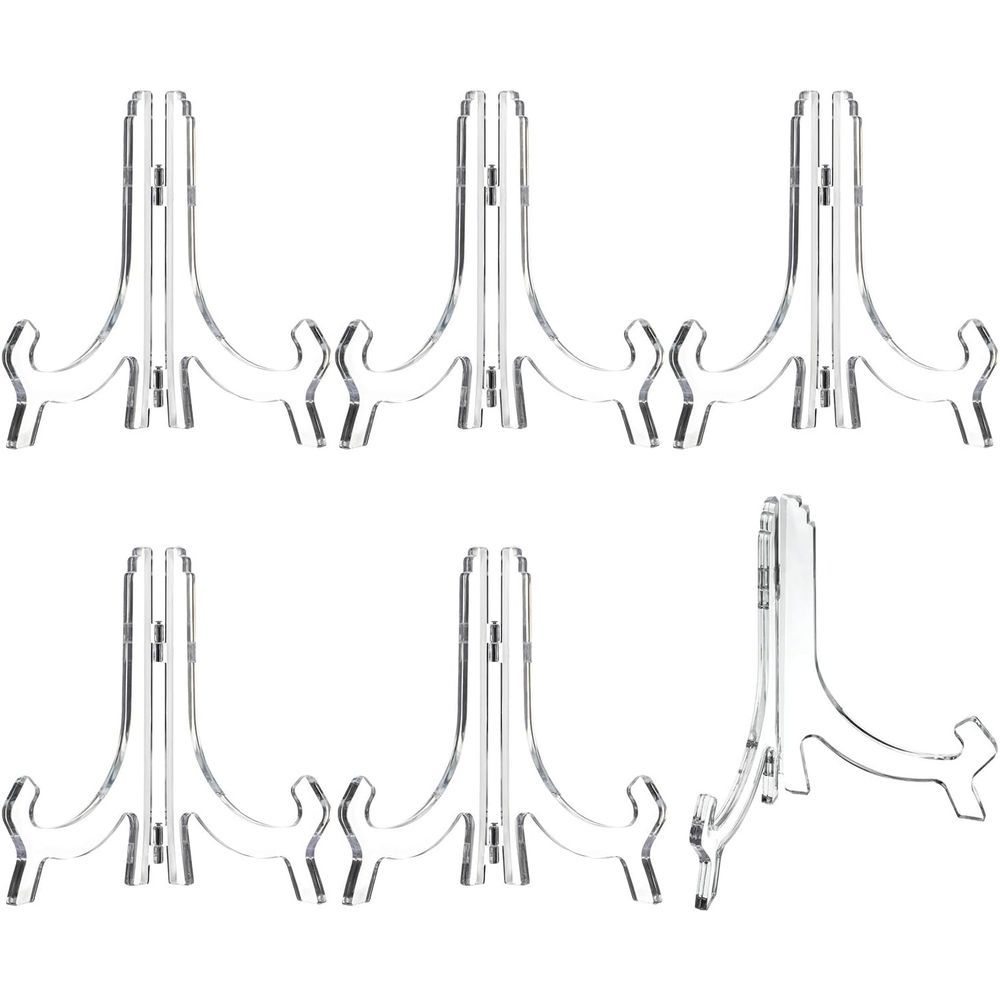 Clear Acrylic Book Stand Holder - ขาตั้งอะคริลิคใสขนาด 7 นิ้ว 6 ชิ้น สำหรับวางจาน