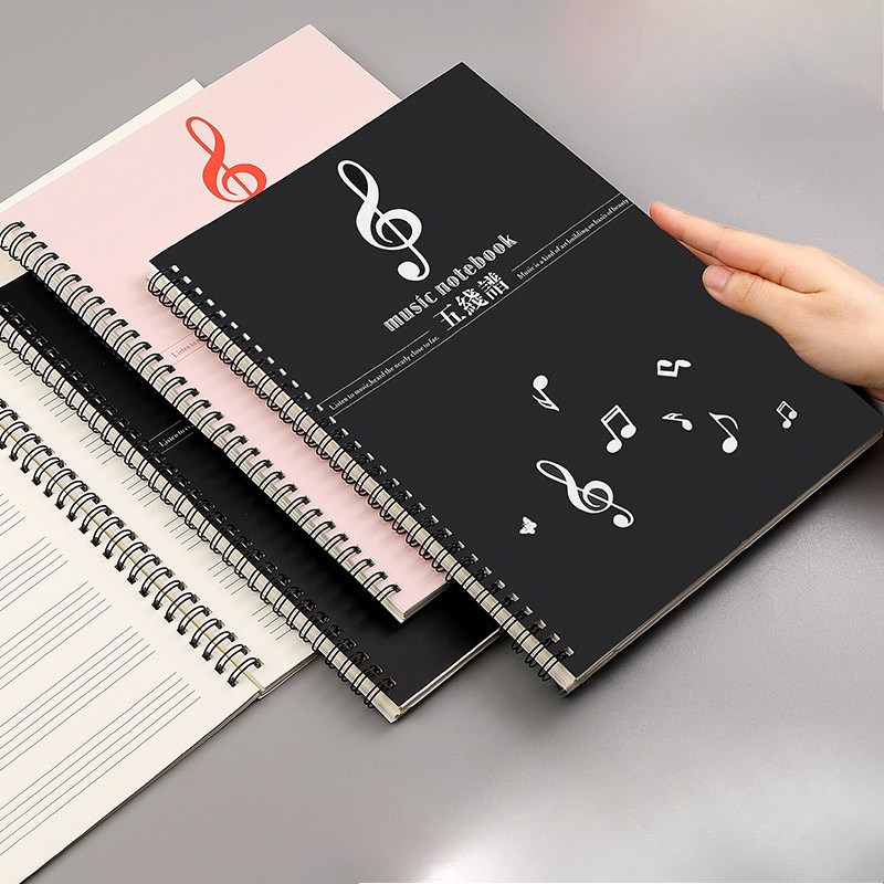 Blank Sheet Music Notebook - สมุดโน้ตเพลงแบบสันเกลียว กระดาษโน้ตเพลงแบบกว้าง สำหรับเด็ก นักเรียน ผู้เริ่มต้น และนักดนตรี