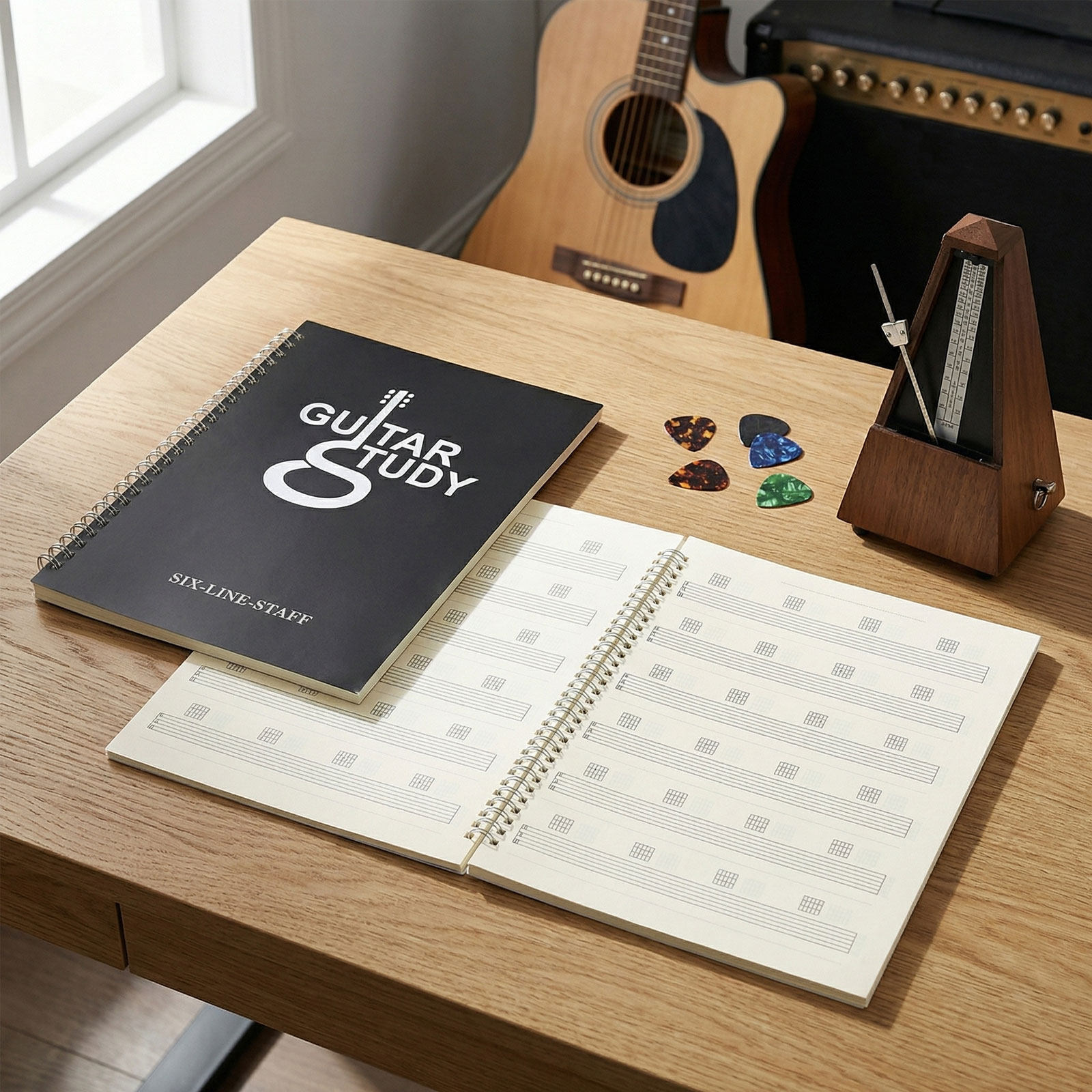 Blank Sheet Music Notebook - สมุดโน้ตเพลงกีตาร์ 2 เล่ม สำหรับ 6 สาย