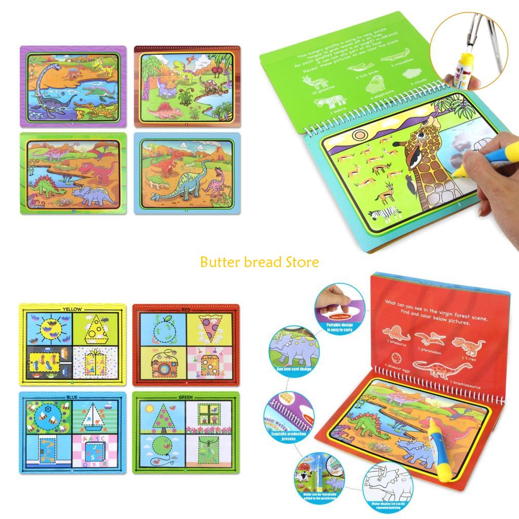 Reusable Water Magic Coloring Book - W89C หนังสือวาดภาพน้ำวิเศษแบบใช้ซ้ำได้พร้อมปากกาน้ำรีฟิลสำหรับโรงเรียนในบ้าน