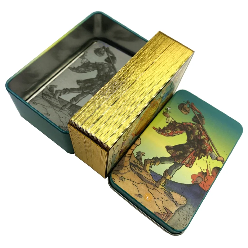 Tarot Deck With Guidebook - กล่องโลหะรุ่นเคลือบทอง ชุดไพ่ทาโรต์แบ็คไรเดอร์ พร้อมคู่มือกระดาษภาษาอังกฤษ เกมกระดานแนวคลาสสิก