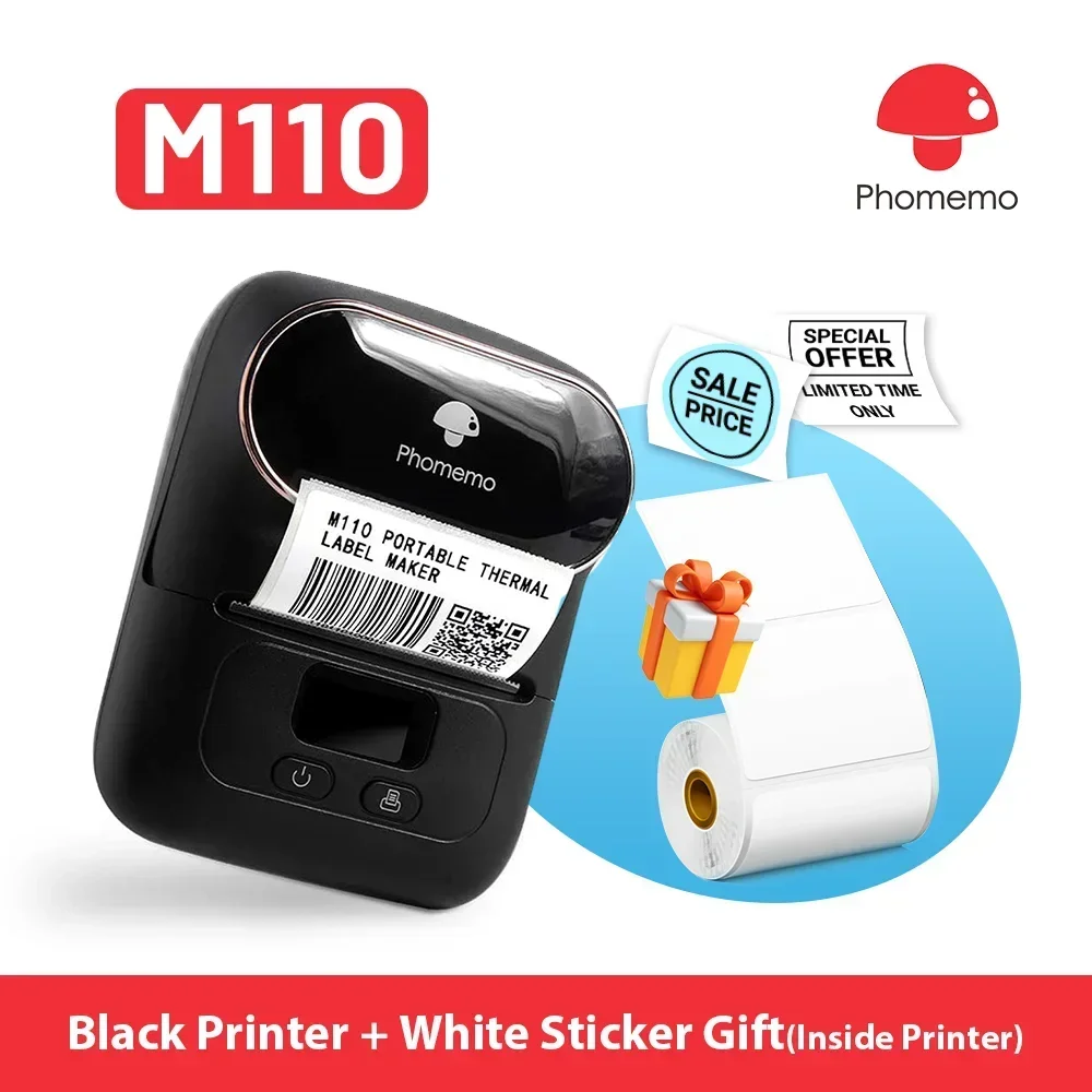 Mini Pocket Thermal Printer Paper Roll - Phomemo M110 Mini แบบพกพาเครื่องพิมพ์เครื่องพิมพ์ฉลากความร้อนสติกเกอร์ Pocket Labeling