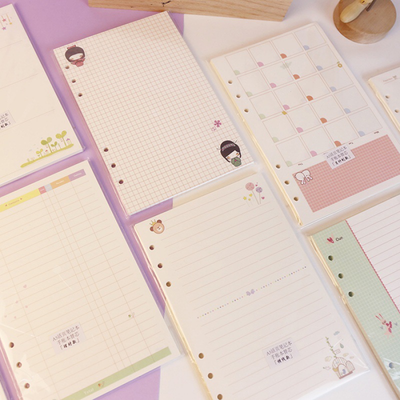 A5 Spiral Dotted Grid Notebook - Kawayi A5 A6 หลวมโน้ตบุ๊คเติมเกลียว Binder หน้าภายในรายสัปดาห์รายเดือน