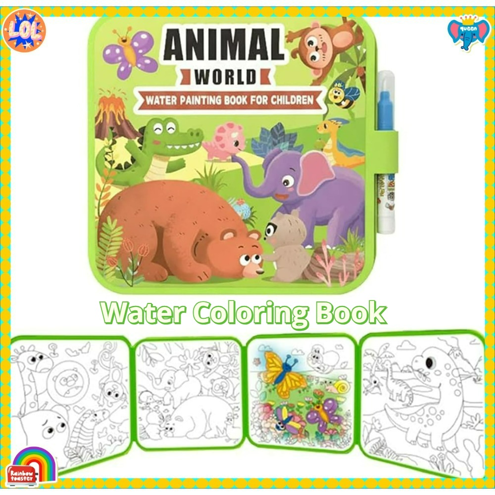 Reusable Water Magic Coloring Book - ชุดสมุดระบายสีน้ำวิเศษพร้อมปากกา, สมุดระบายสีน้ำ DIY สำหรับเด็กอายุ 3 ปีขึ้นไป,