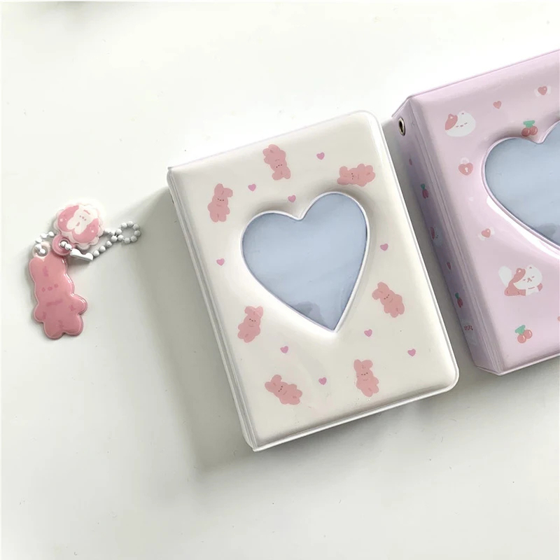 Kpop Photo Card Binder 3 Inch - 36 การ์ดKpopการ์ดBinderชื่อหนังสือPhotocardผู้ถือหมีน่ารักอัลบั้มภาพ 3 นิ้วLove Heart Hollow