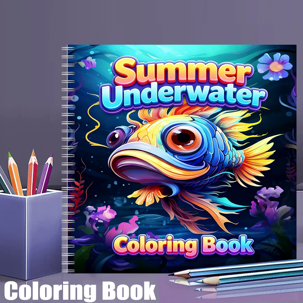 Adult Coloring Book Stress Relief - สมุดระบายสีใต้น้ำสำหรับผู้ใหญ่ในช่วงฤดูร้อน สมุดวาดภาพทะเลน่ารัก บรรเทาความเครียด ของขวัญวันเกิด และอุปกรณ์ศิลปะสำหรับกลับไปโรงเรียน