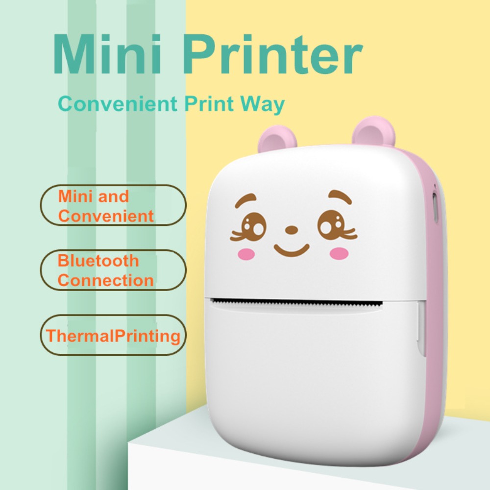 Mini Pocket Thermal Printer Paper Roll - เครื่องพิมพ์พกพาขนาดเล็กแบบพกพาไร้หมึก บลูทูธ ยูเอสบี ชาร์จไฟได้ พิมพ์รูปภาพ ฉลาก