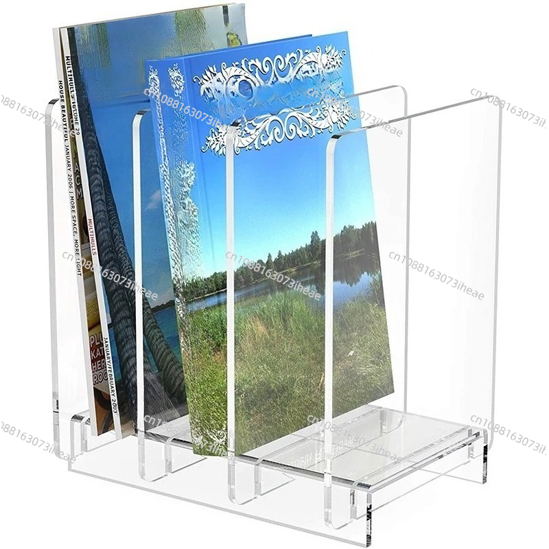 Clear Acrylic Book Stand Holder - ที่ใส่เอกสารอะคริลิคใสและที่จัดระเบียบแฟ้มแบบตั้งโต๊ะสำหรับใส่แฟ้มเอกสาร จดหมาย หนังสือ และแผ่นไวนิล