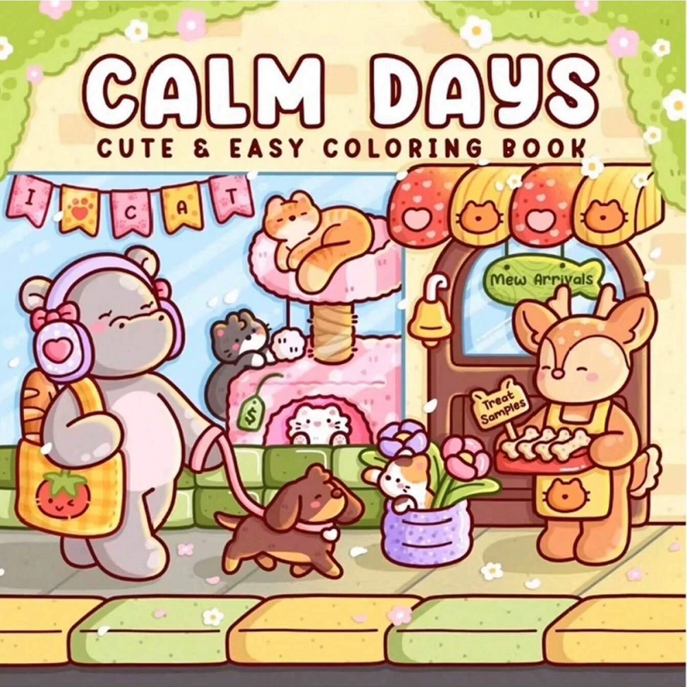 Adult Coloring Book Stress Relief - สมุดระบายสีรูปสัตว์น่ารักคลายเครียด - ภาพวาดวันแห่งความสงบ ของขวัญที่สมบูรณ์แบบสำหรับงานวันเกิดและงานคริสต์มาส
