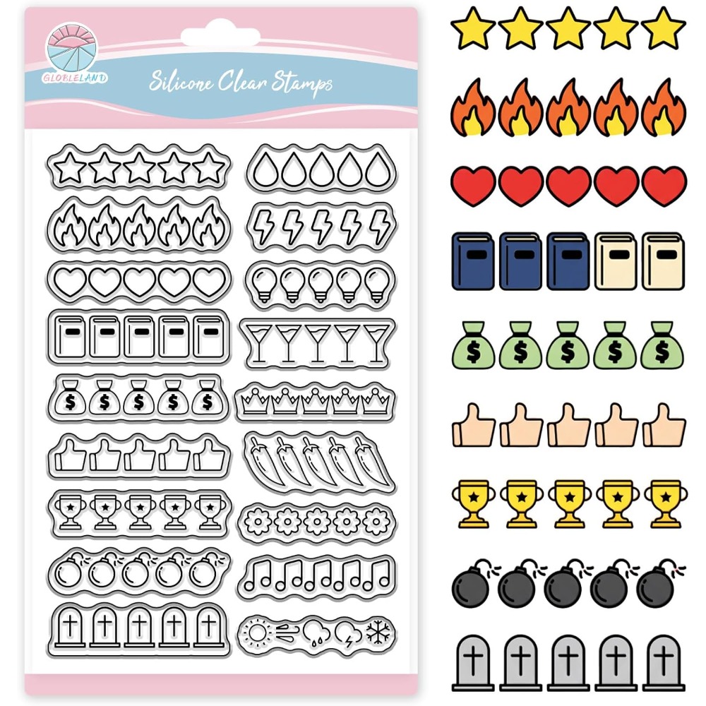 Blank Sheet Music Notebook - แสตมป์ลายดาวสำหรับทำการ์ด แสตมป์ลายหัวใจห้าดาว แสตมป์ลายลูกไม้โปร่งใส แสตมป์ลายโน้ตดนตรี แสตมป์ลายขอบแก้ว