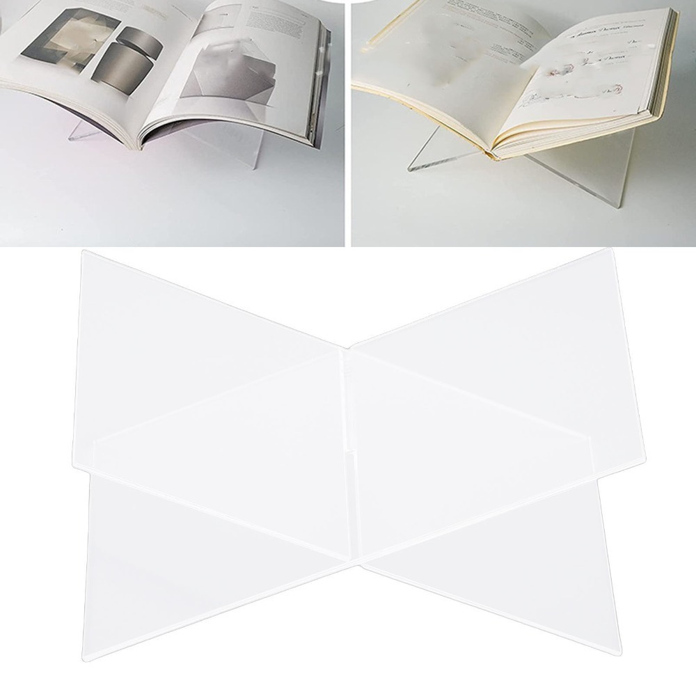 Clear Acrylic Book Stand Holder - ชุดที่วางหนังสืออะคริลิกดีไซน์รูปตัว X วัสดุอะคริลิกใส ขนาดพกพา ที่วางหนังสือแบบเปิดสำหรับอ่านหนังสือบนโต๊ะ
