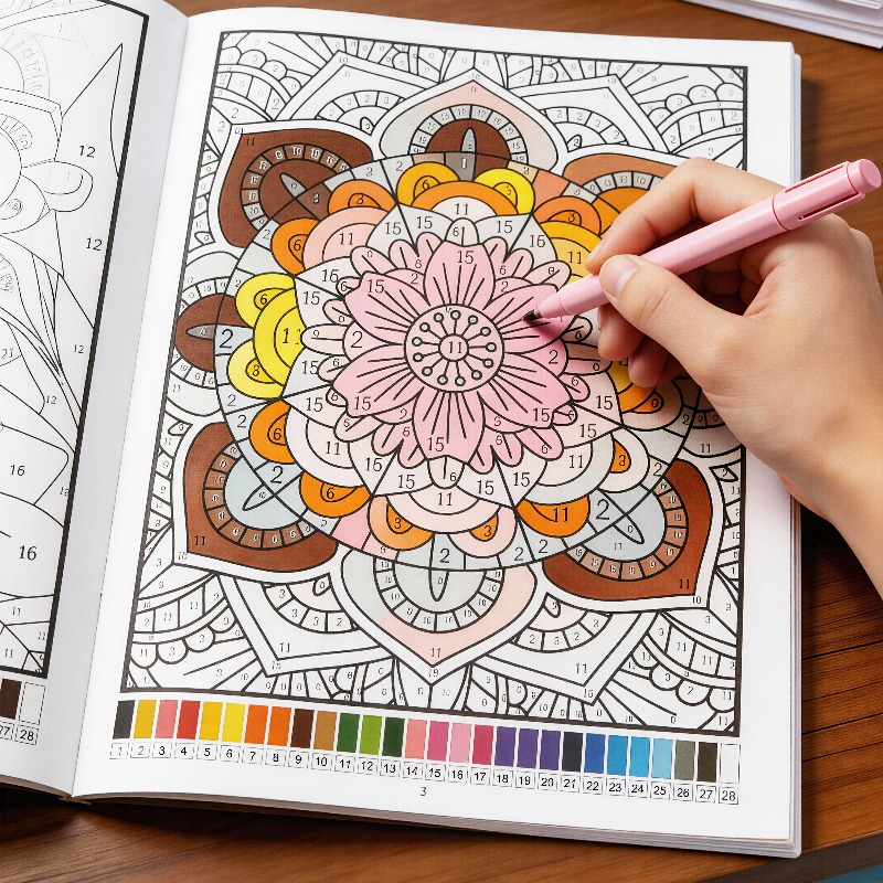 Adult Coloring Book Stress Relief - สมุดระบายสีสำหรับผู้ใหญ่ รูปสัตว์/พืช บรรเทาความเครียด ระบายสีตามหมายเลขที่ตรงกัน กระดาษความละเอียดสูง