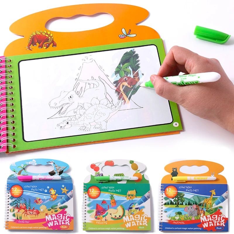 เด็ก Magic หนังสือภาพวาดน้ํา R - Reusable Water Magic Coloring Book บทวิจารณ์และราคา