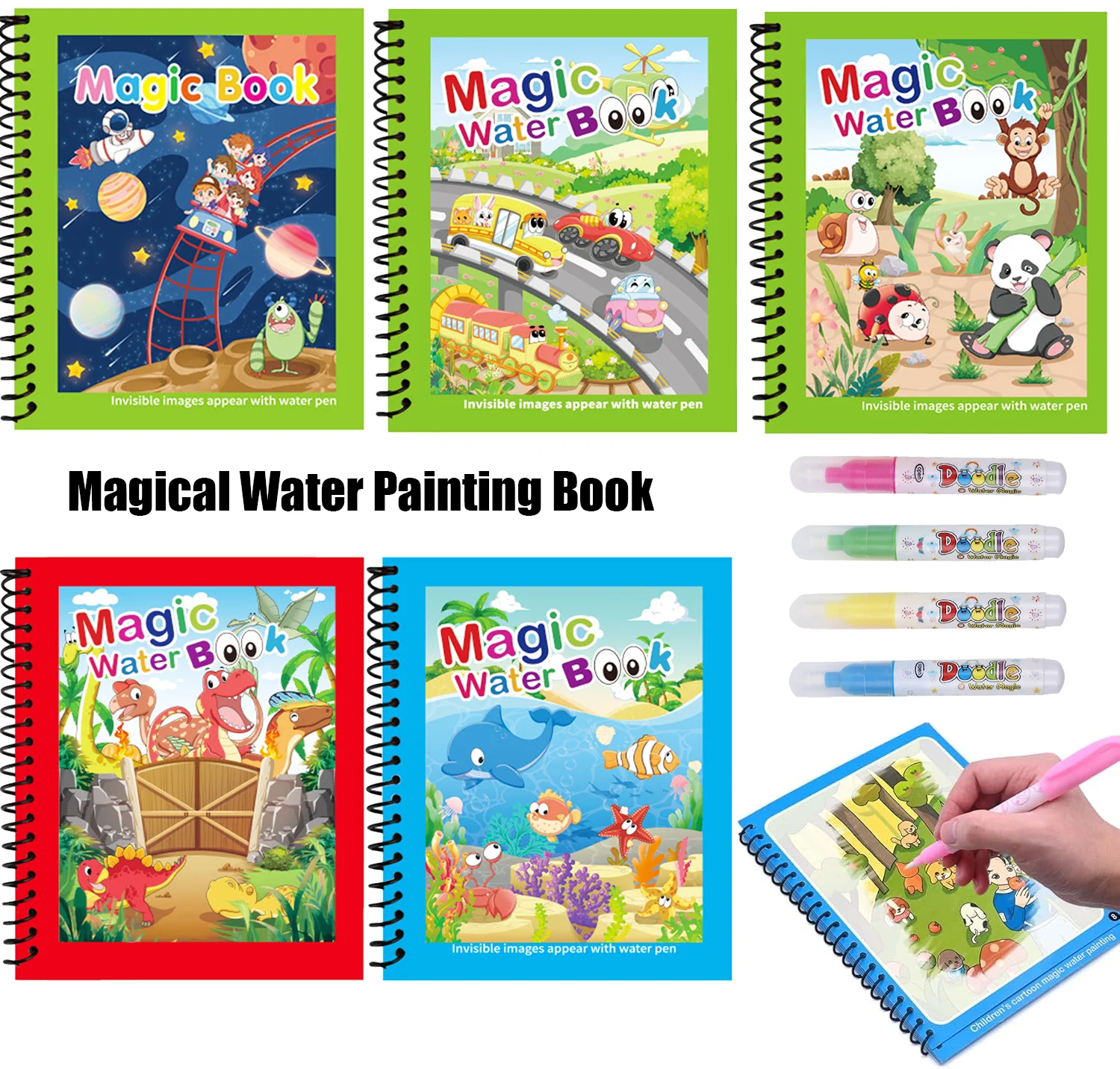 สมุดวาดภาพน้ำวิเศษสำหรับเด็กแบ - Reusable Water Magic Coloring Book บทวิจารณ์และราคา