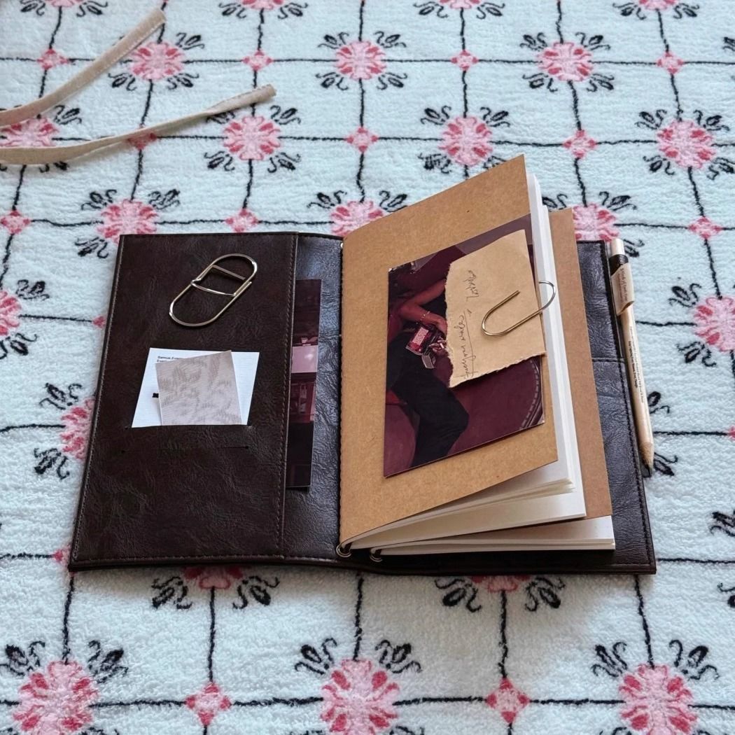 สมุดโน้ตสีดำสไตล์วินเทจ หนัง P - Vintage Leather Journal Notebook บทวิจารณ์และราคา