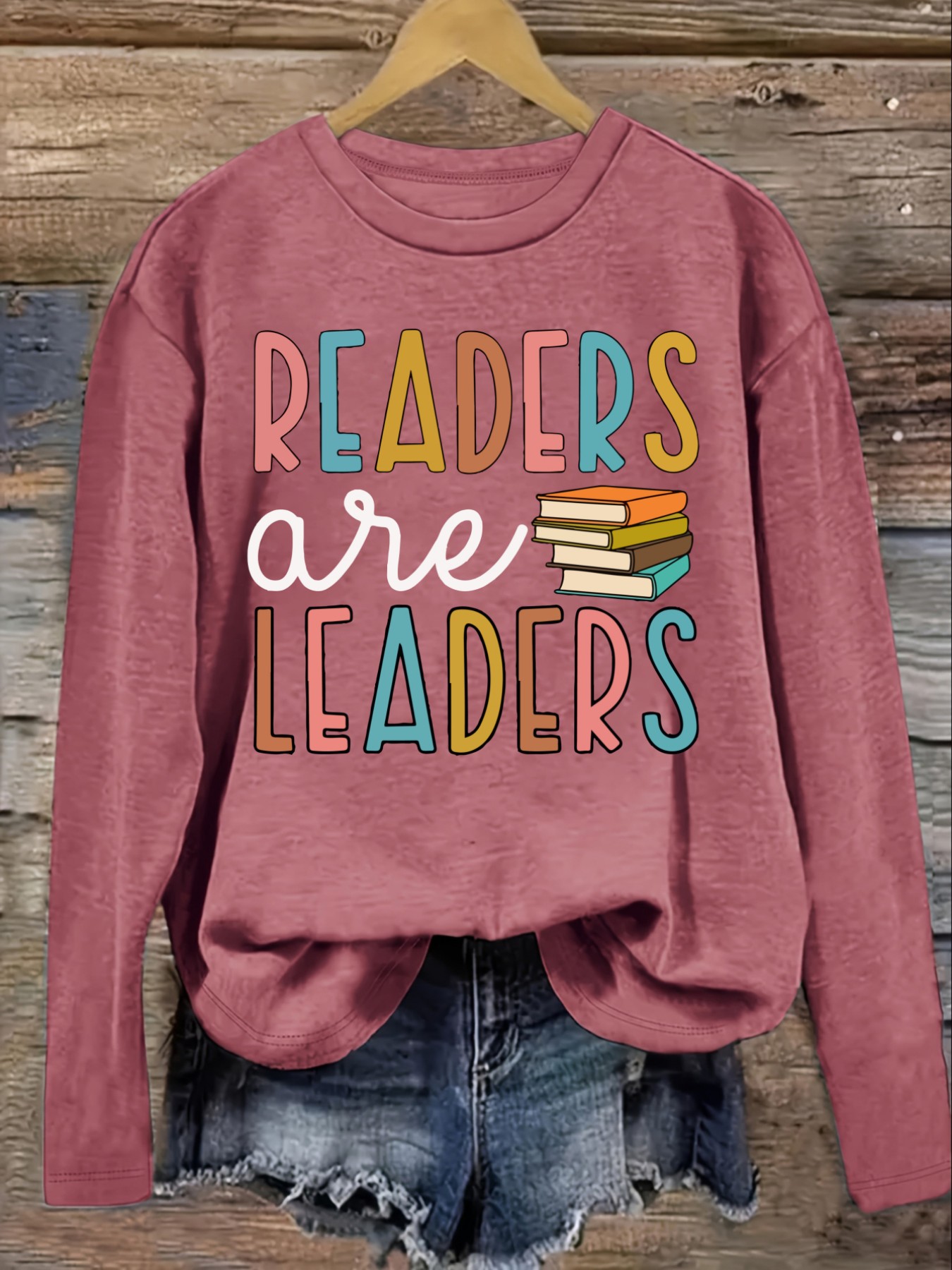 เสื้อยืดแขนยาวคอกลมลำลองสำหรับ - Books บทวิจารณ์และราคา