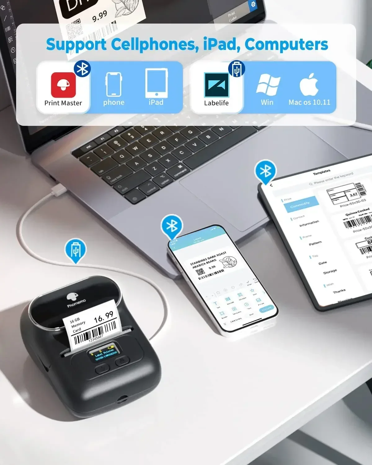 Phomemo M110 Mini แบบพกพาเครื่ - Mini Pocket Thermal Printer Paper Roll บทวิจารณ์และราคา