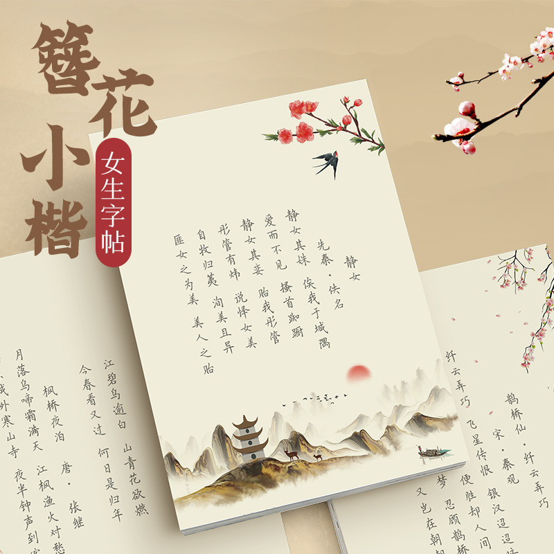 สมุดคัดลายมือลายดอกไม้ขนาดเล็ก - Chinese Calligraphy Practice Book บทวิจารณ์และราคา