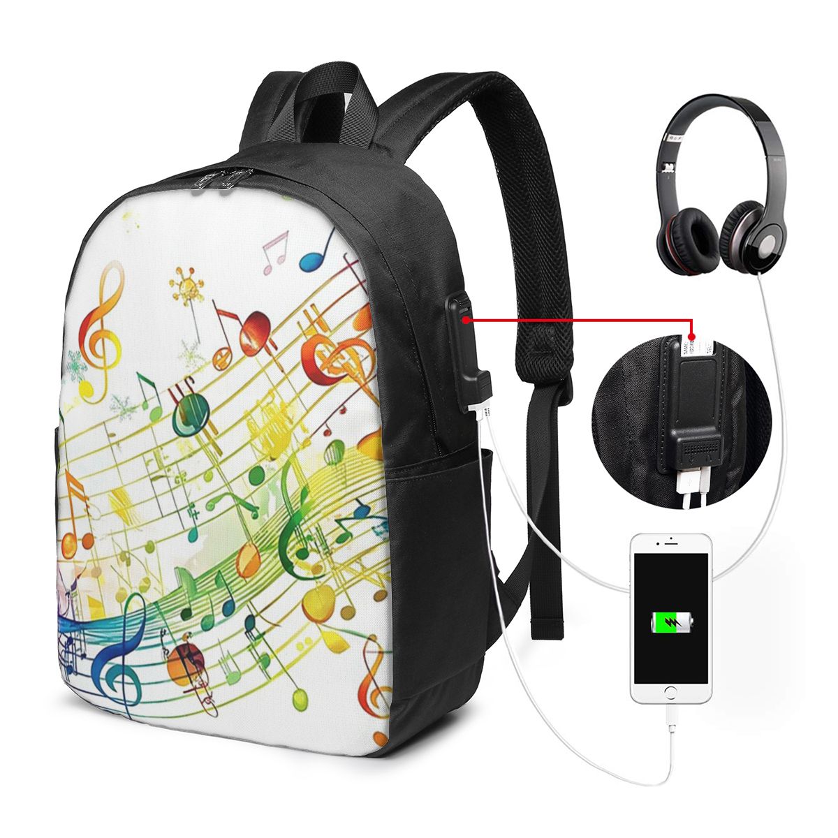 กระเป๋าเป้สะพายหลังลายคีย์เปีย - Music บทวิจารณ์และราคา