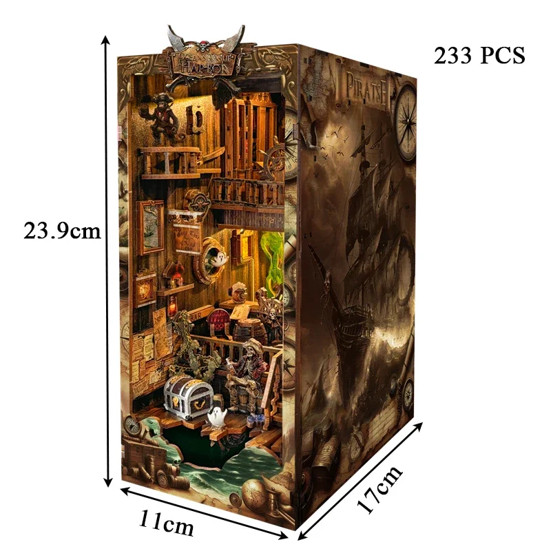 ชุดโมเดลชั้นวางหนังสือรูปเรือโ - Diy Wooden Book Nook Kit Shelf Insert บทวิจารณ์และราคา