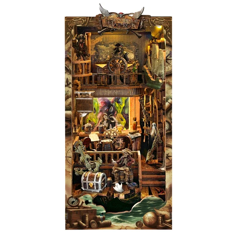 ชุดโมเดลชั้นวางหนังสือรูปเรือโ - Diy Wooden Book Nook Kit Shelf Insert บทวิจารณ์และราคา