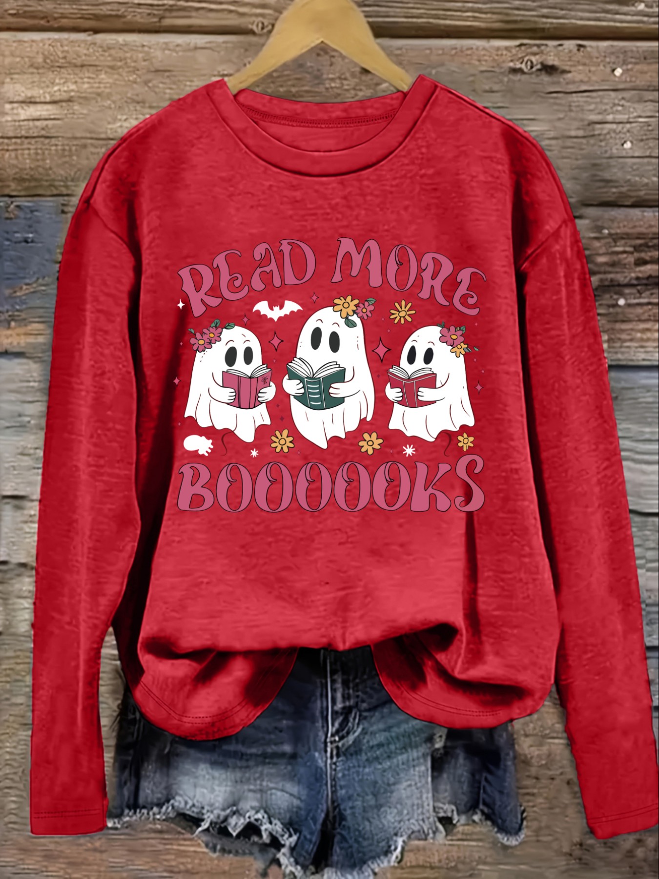 เสื้อยืดแขนยาวคอกลมลำลองสำหรับ - Books บทวิจารณ์และราคา