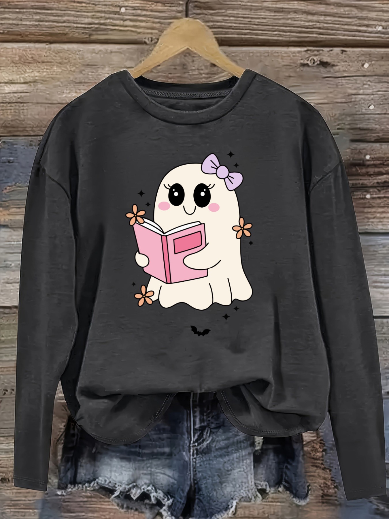 เสื้อยืดแขนยาวคอกลมลำลองสำหรับ - Books บทวิจารณ์และราคา