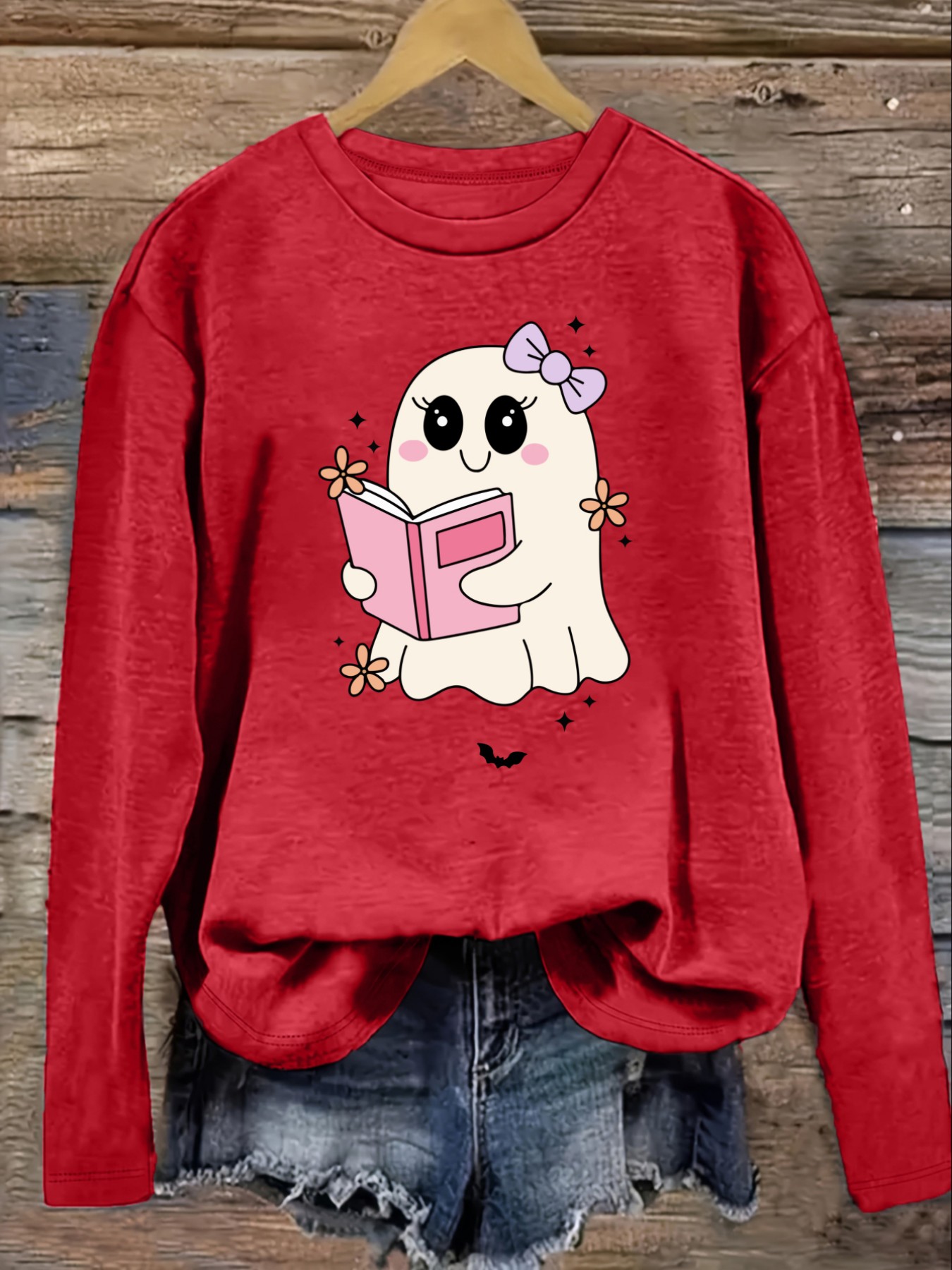 เสื้อยืดแขนยาวคอกลมลำลองสำหรับ - Books บทวิจารณ์และราคา