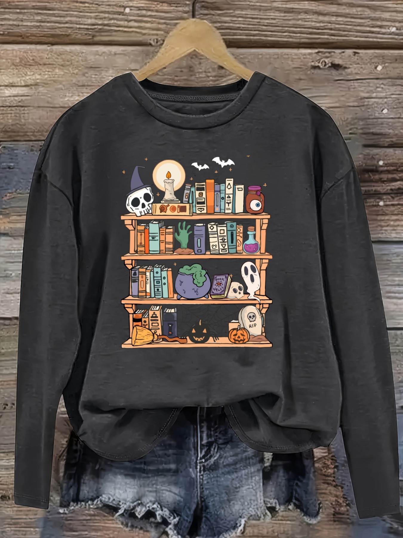 เสื้อยืดแขนยาวคอกลมลำลองสำหรับ - Books บทวิจารณ์และราคา