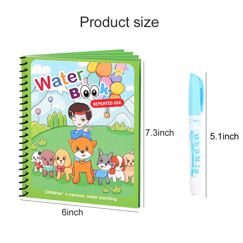 สมุดน้ำวิเศษพร้อมปากกา สมุดระบ - Reusable Water Magic Coloring Book บทวิจารณ์และราคา