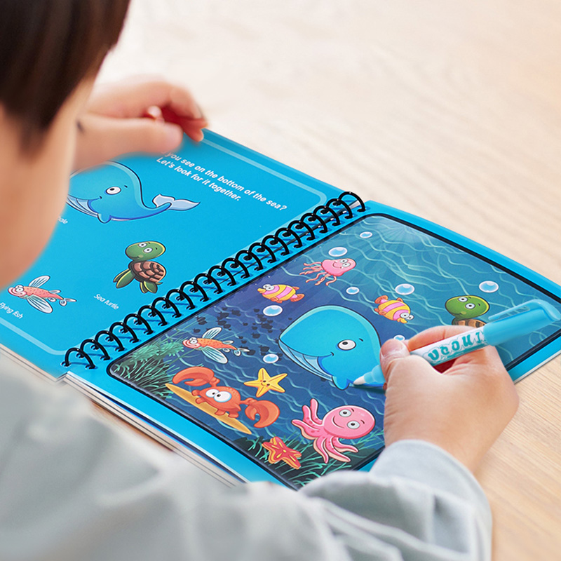 สมุดน้ำวิเศษพร้อมปากกา สมุดระบ - Reusable Water Magic Coloring Book บทวิจารณ์และราคา