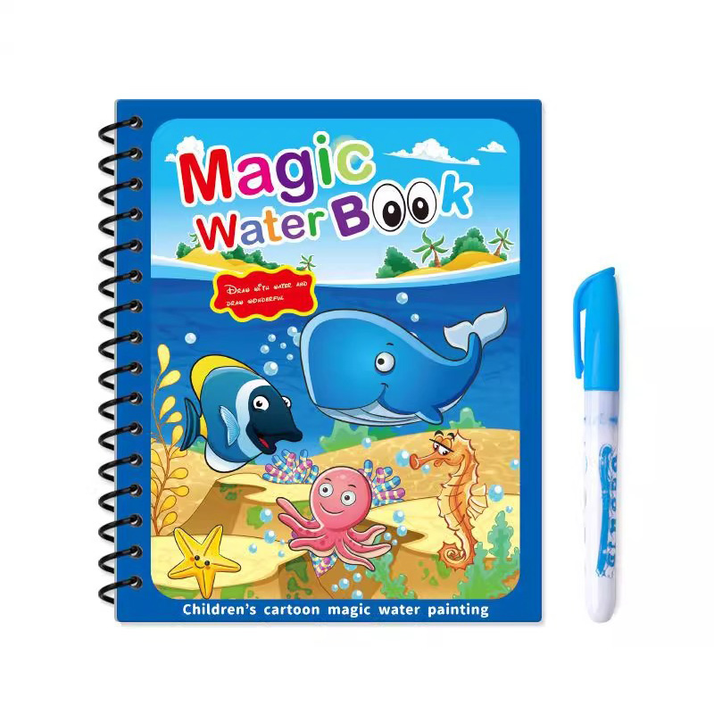 สมุดน้ำวิเศษพร้อมปากกา สมุดระบ - Reusable Water Magic Coloring Book บทวิจารณ์และราคา