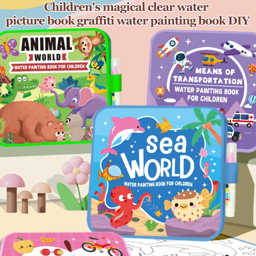 สมุดระบายสีน้ำแบบพับได้สำหรับเ - Reusable Water Magic Coloring Book บทวิจารณ์และราคา
