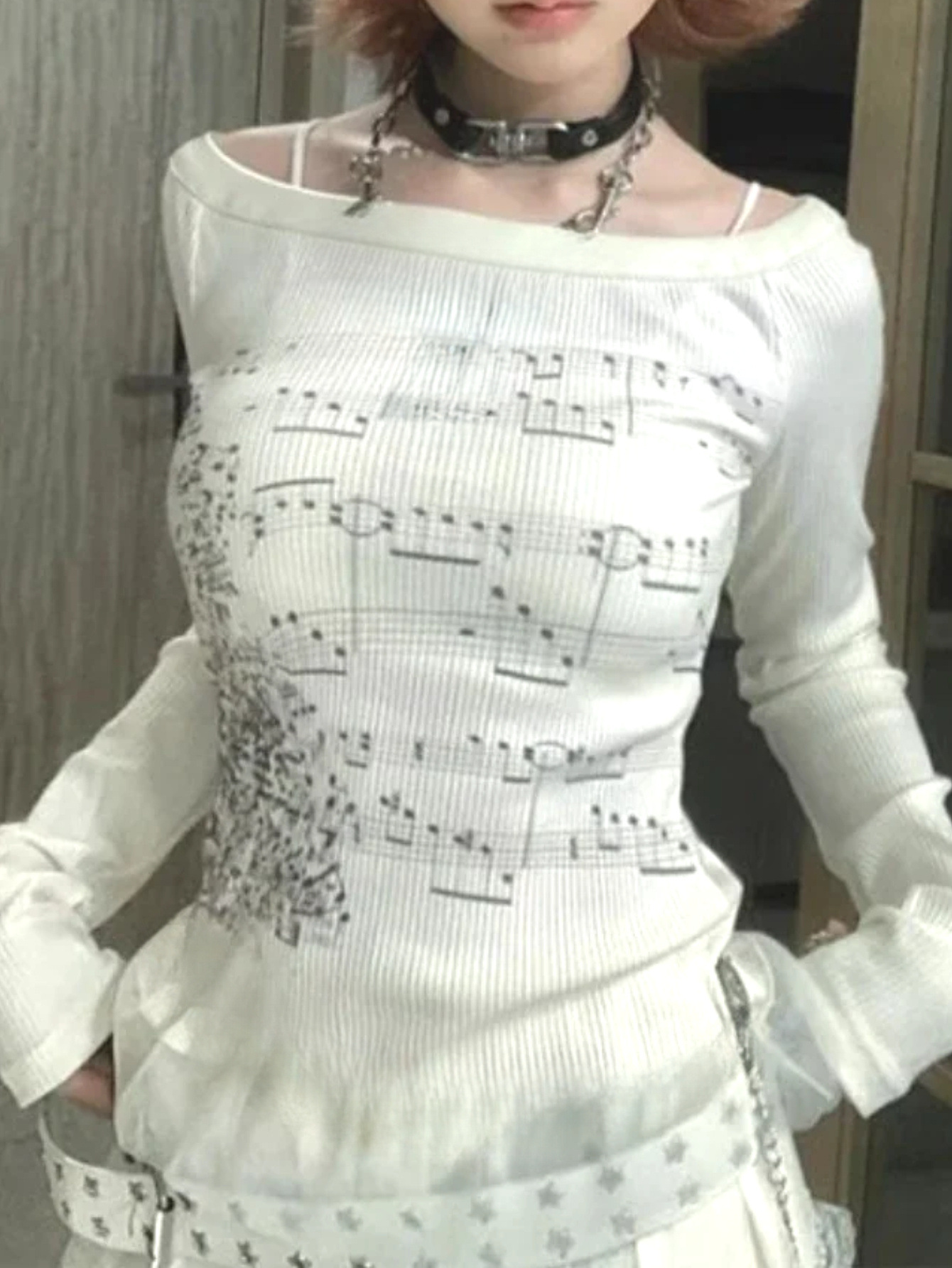 เสื้อยืดแขนยาวพิมพ์ลายโน้ตดนตร - Music บทวิจารณ์และราคา