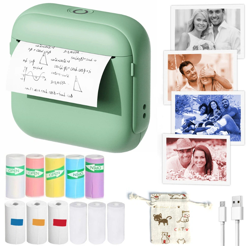 เครื่องพิมพ์บลูทูธขนาดพกพาแบบไ - Mini Pocket Thermal Printer Paper Roll บทวิจารณ์และราคา
