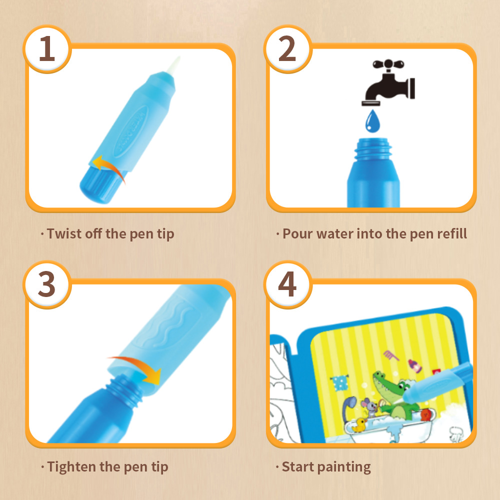 สมุดระบายสีน้ำวิเศษ ใช้ซ้ำได้  - Reusable Water Magic Coloring Book บทวิจารณ์และราคา