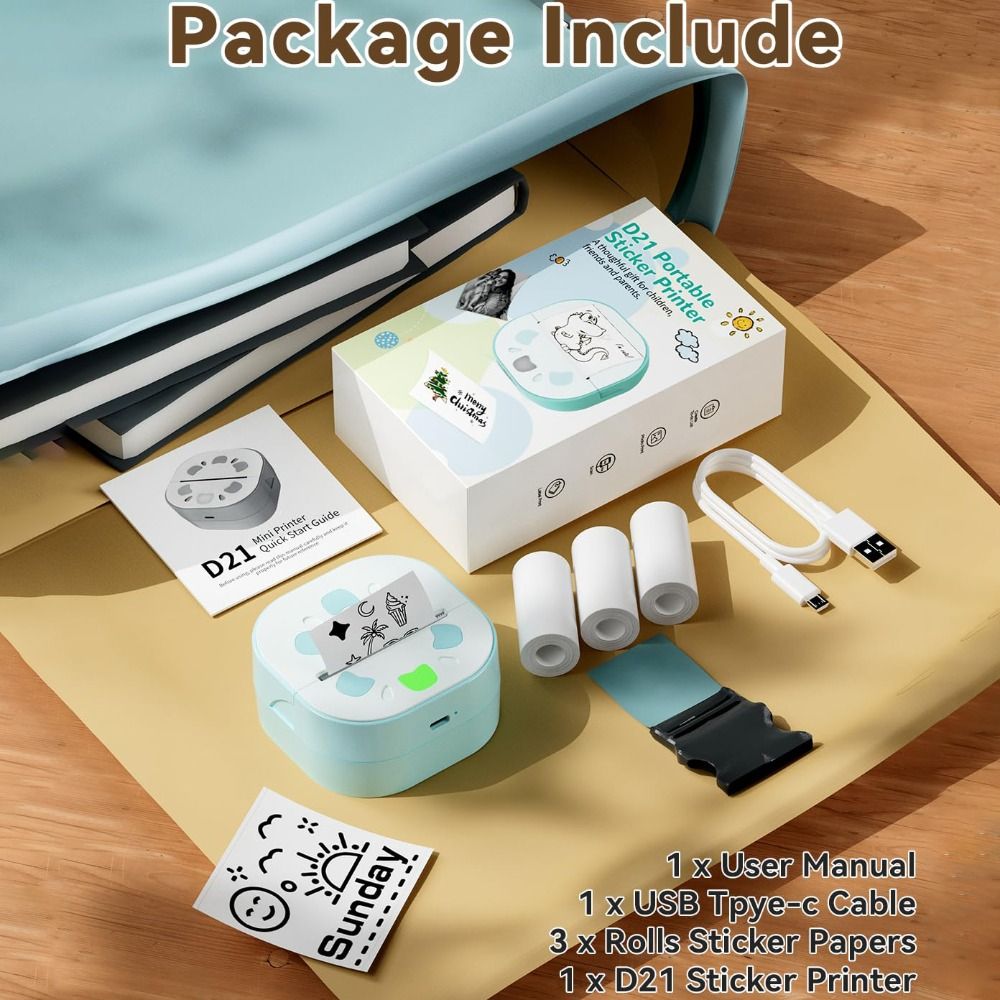 เครื่องพิมพ์สติกเกอร์ขนาดเล็กพ - Mini Pocket Thermal Printer Paper Roll บทวิจารณ์และราคา