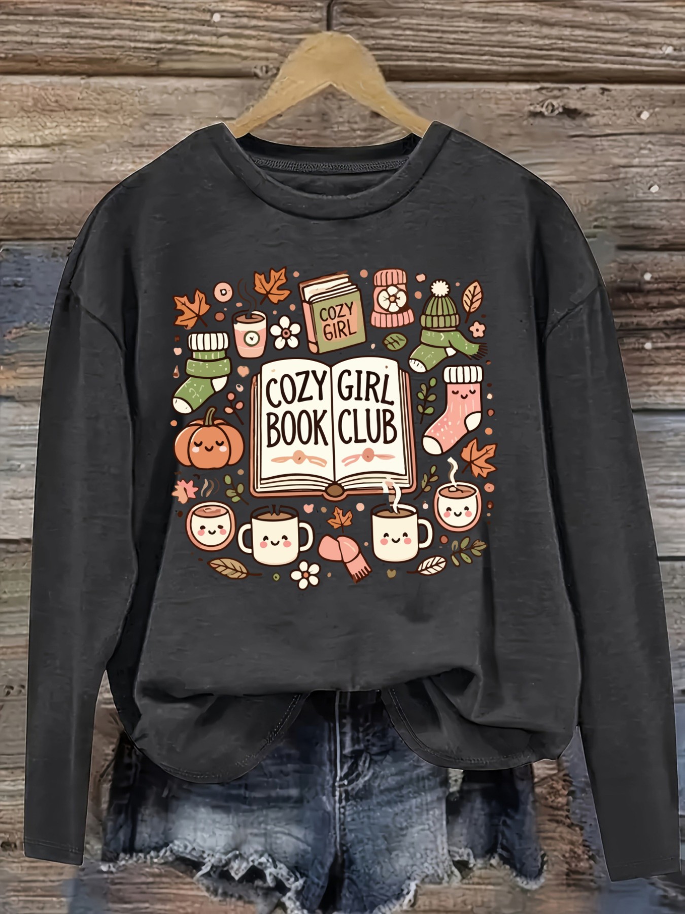 เสื้อยืดแขนยาวคอกลมลำลองสำหรับ - Books บทวิจารณ์และราคา