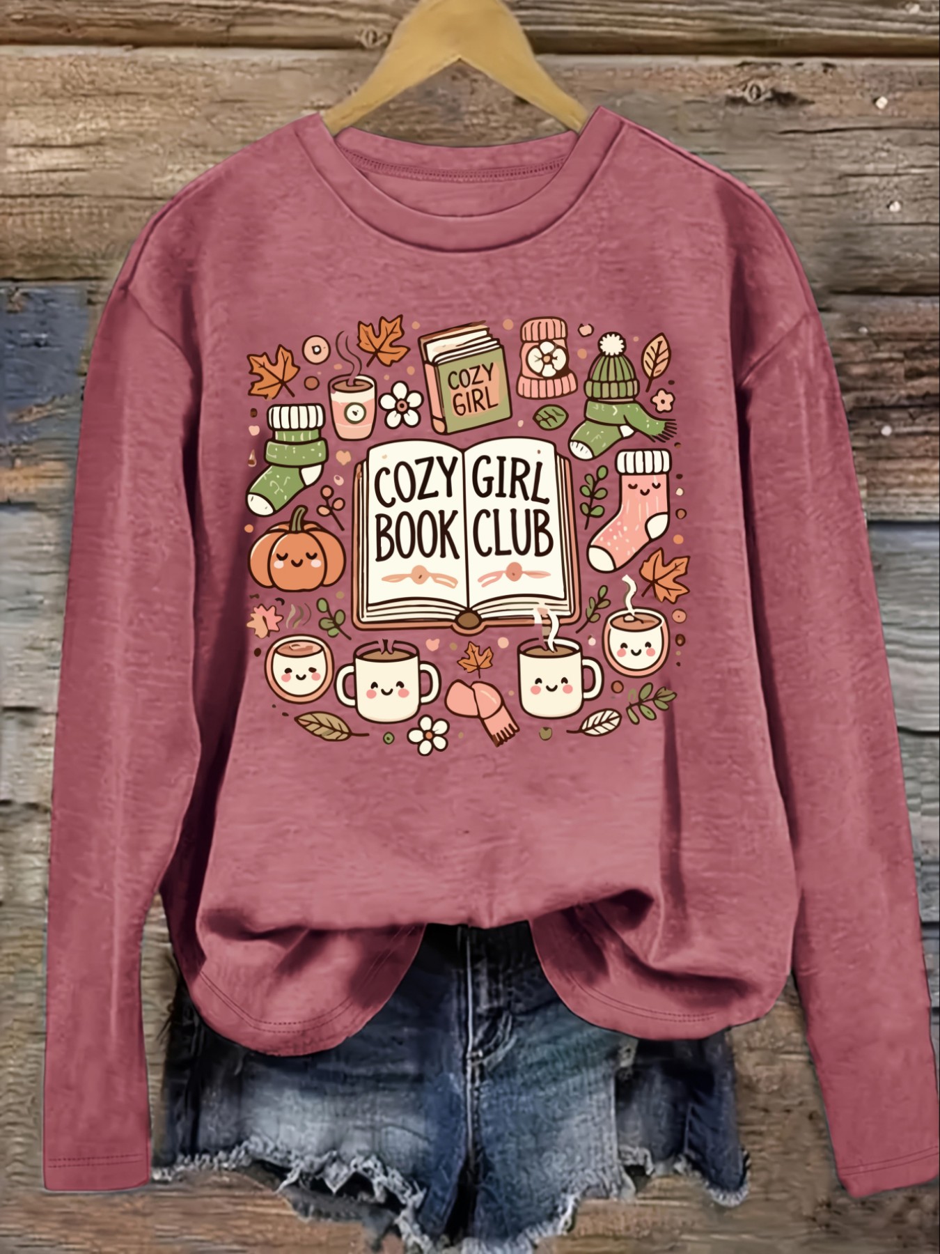 เสื้อยืดแขนยาวคอกลมลำลองสำหรับ - Books บทวิจารณ์และราคา