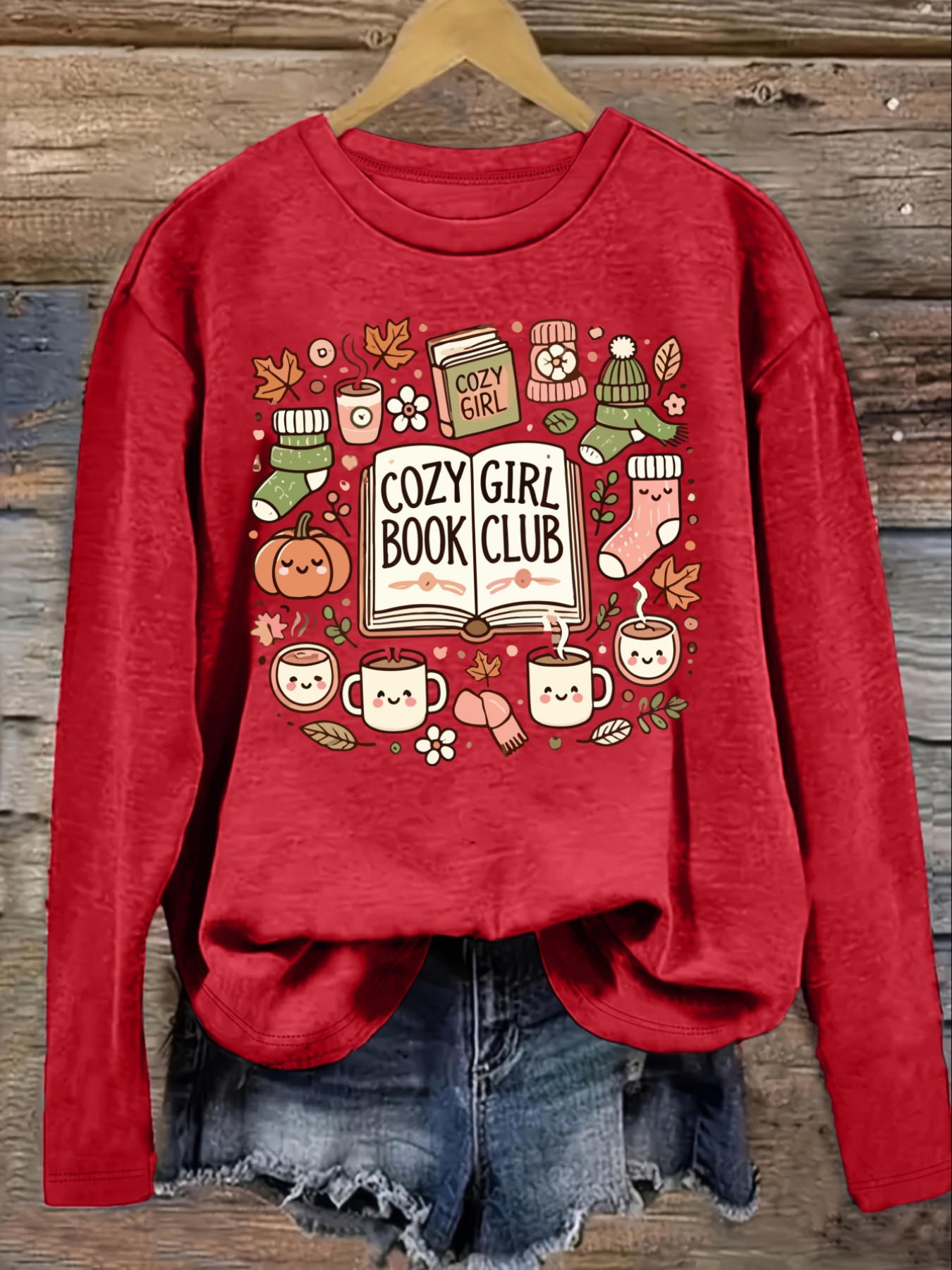 เสื้อยืดแขนยาวคอกลมลำลองสำหรับ - Books บทวิจารณ์และราคา