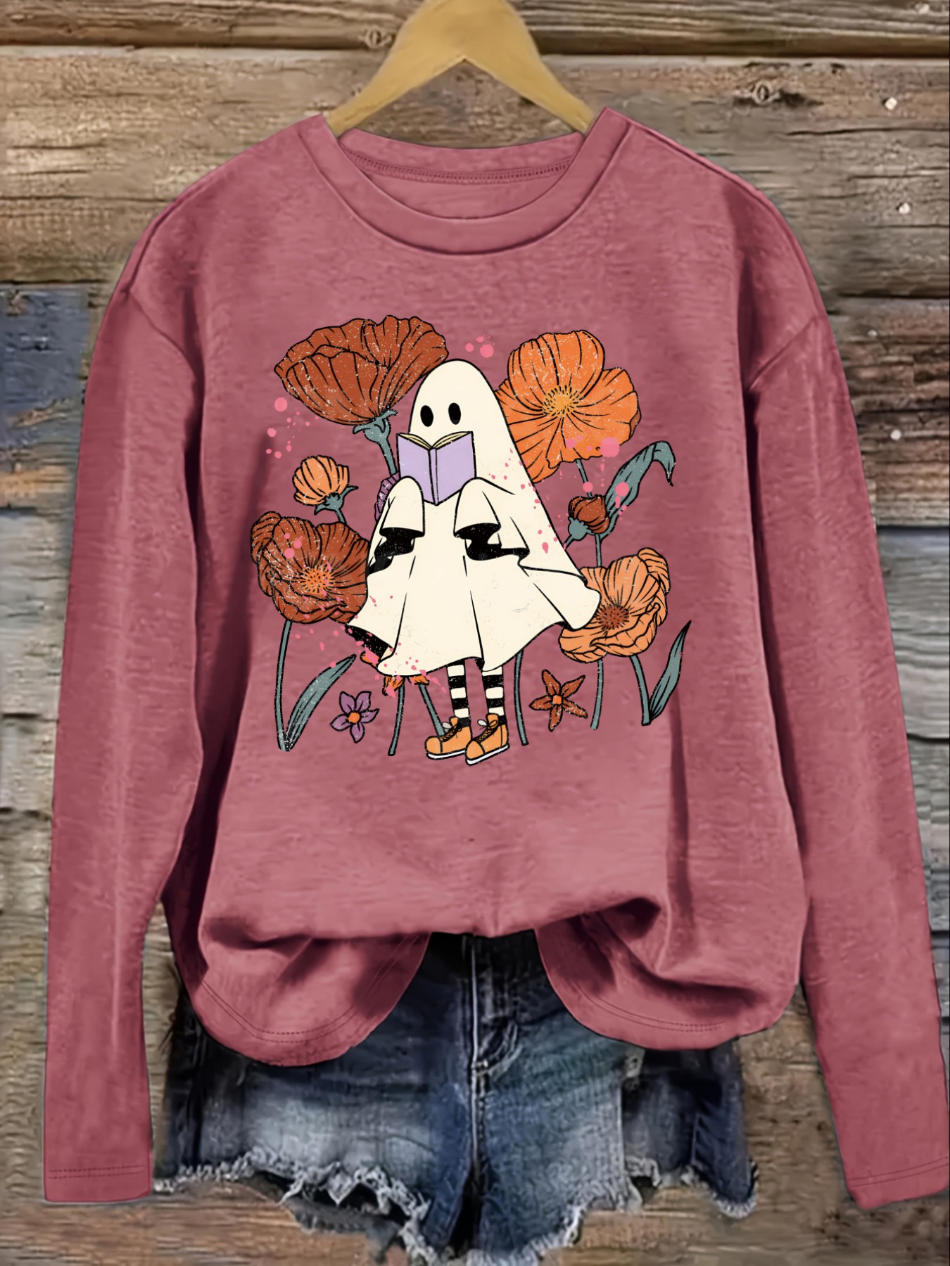 เสื้อยืดแขนยาวคอกลมลำลองสำหรับ - Books บทวิจารณ์และราคา