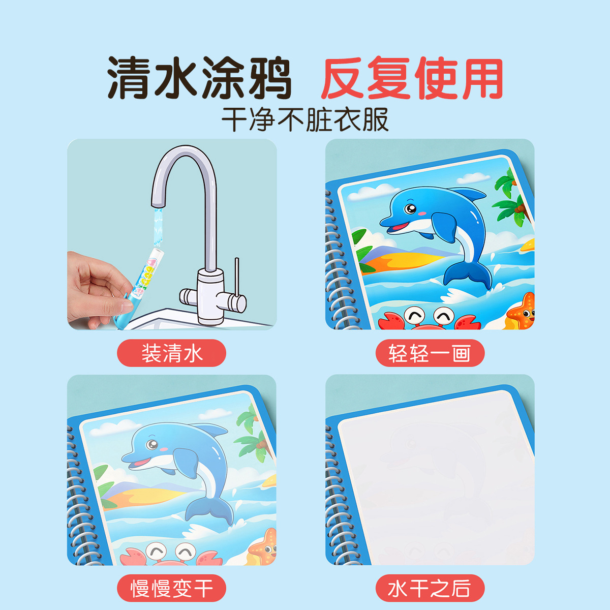 สมุดวาดภาพน้ำวิเศษสำหรับเด็ก แ - Reusable Water Magic Coloring Book บทวิจารณ์และราคา